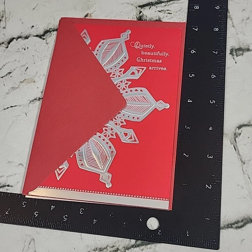 Hallmark Red Silver Snowflake Christmas Cards Lot Of 3 With Envelopes New